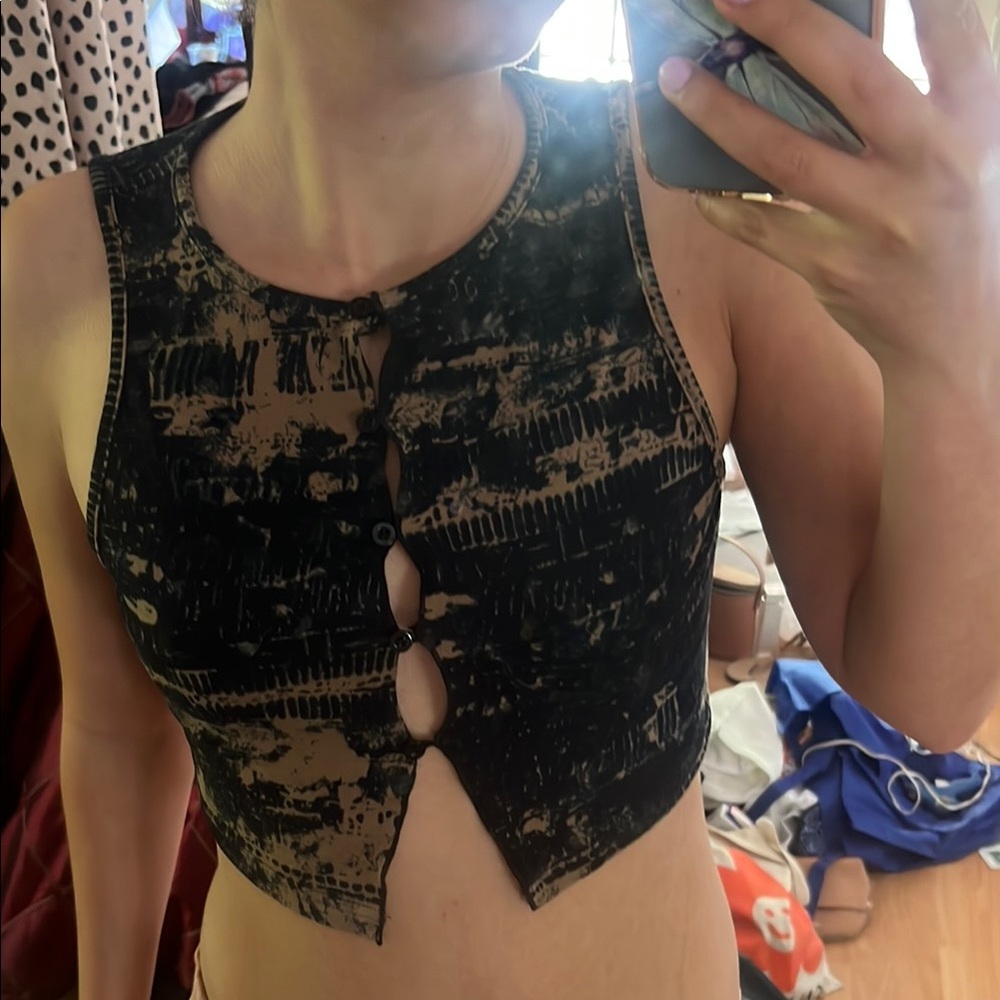 Black and Tan Women's Sleeveless Top